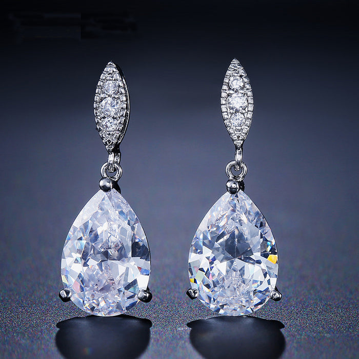 Rose Gold Water Drop Zirconia Bridesmaid Earrings - The Wedding Garter