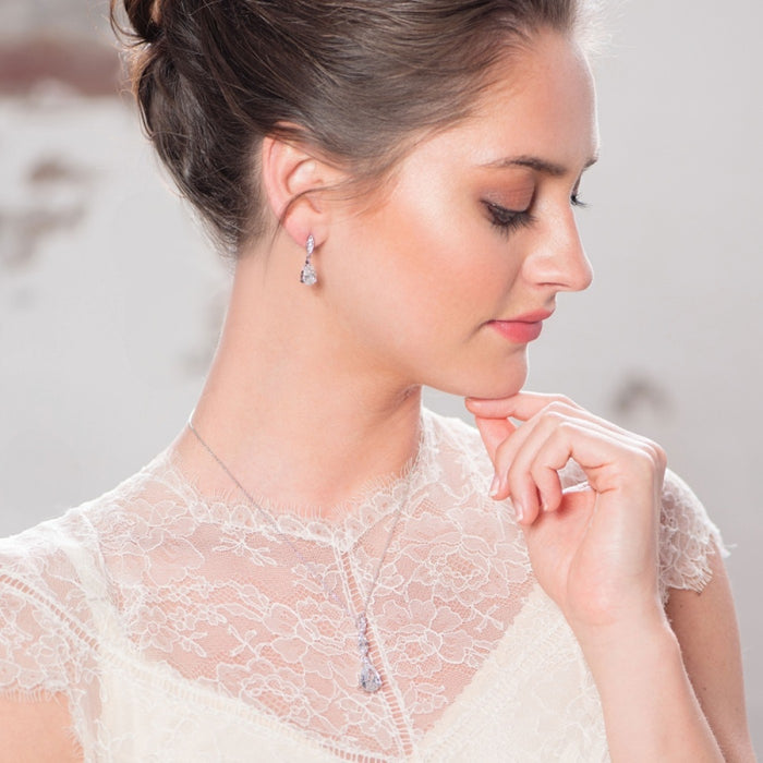 Rose Gold Water Drop Zirconia Bridesmaid Earrings - The Wedding Garter