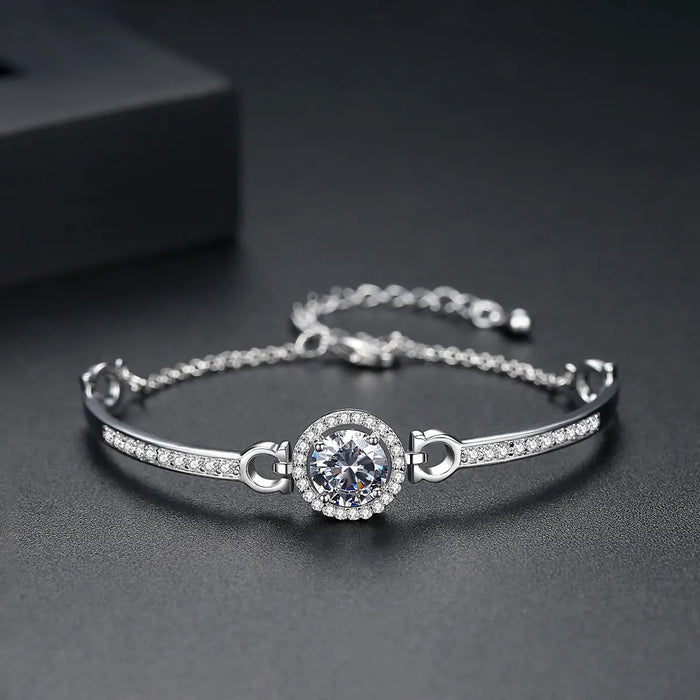 Round Cubic Zirconia Diamond Parve Chain Bracelet - The Wedding Garter
