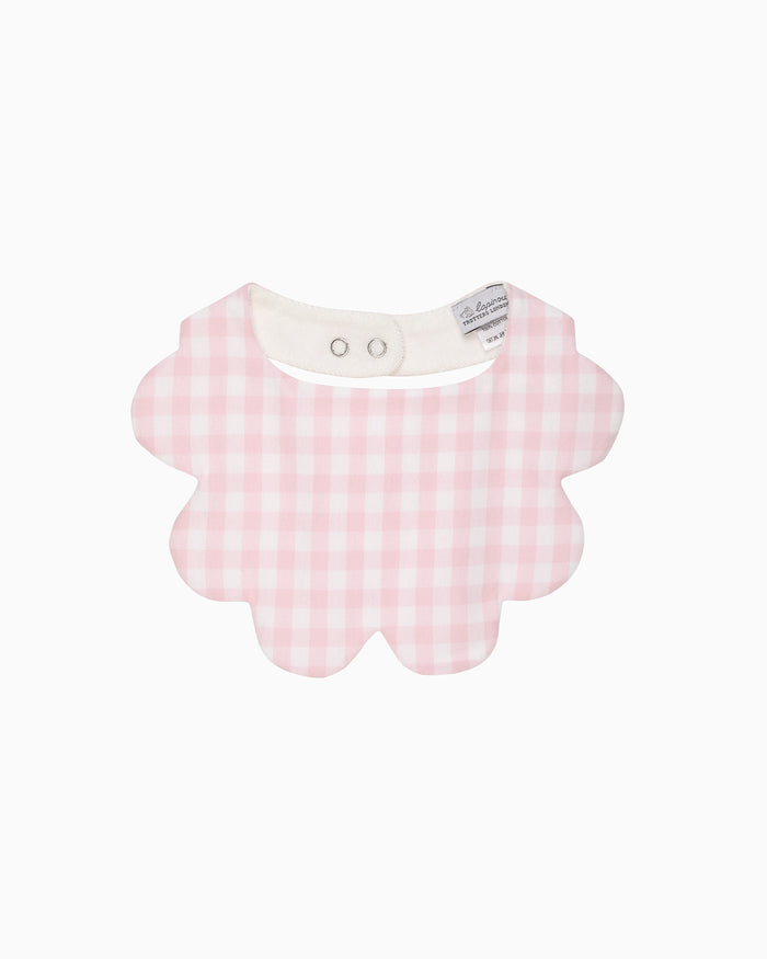 Lapinou Bib Scalloped Bib in Pink Gingham