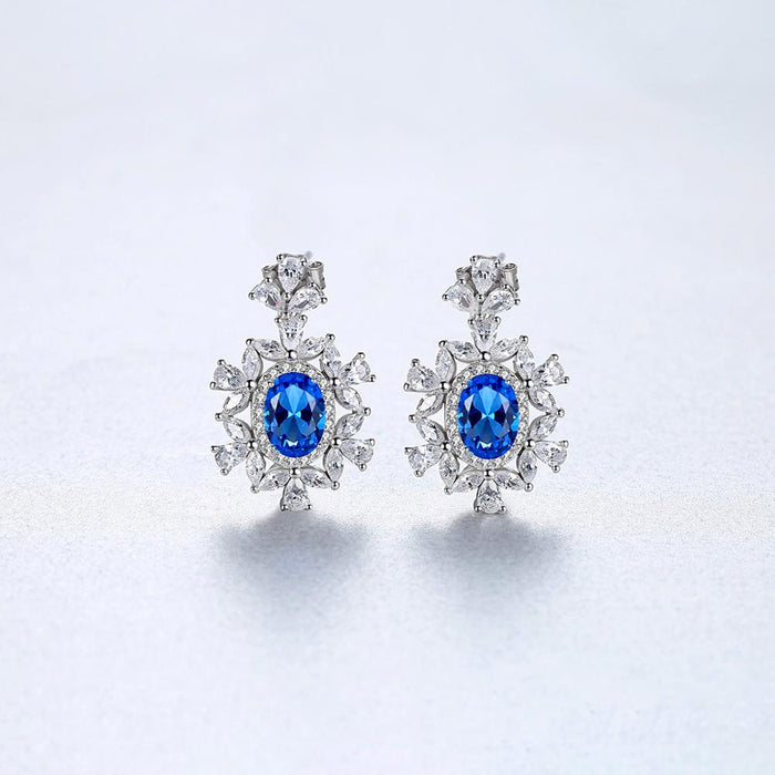Semi Precious Silver Topaz Earrings 925 Sterling Silver - The Wedding Garter
