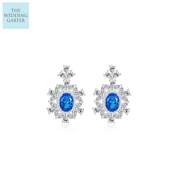 Semi Precious Silver Topaz Earrings 925 Sterling Silver - The Wedding Garter