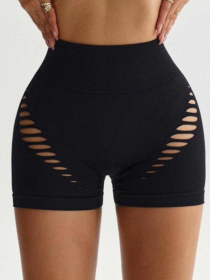 Sexy Hollow Out Spandex Gym Booty Shorts