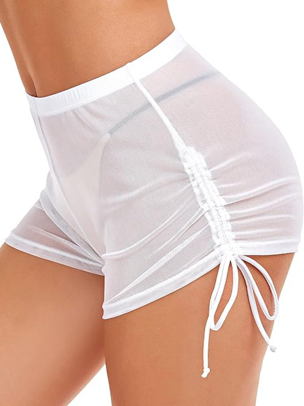 Sexy Sheer Mesh Drawstring Quick-dry Shorts