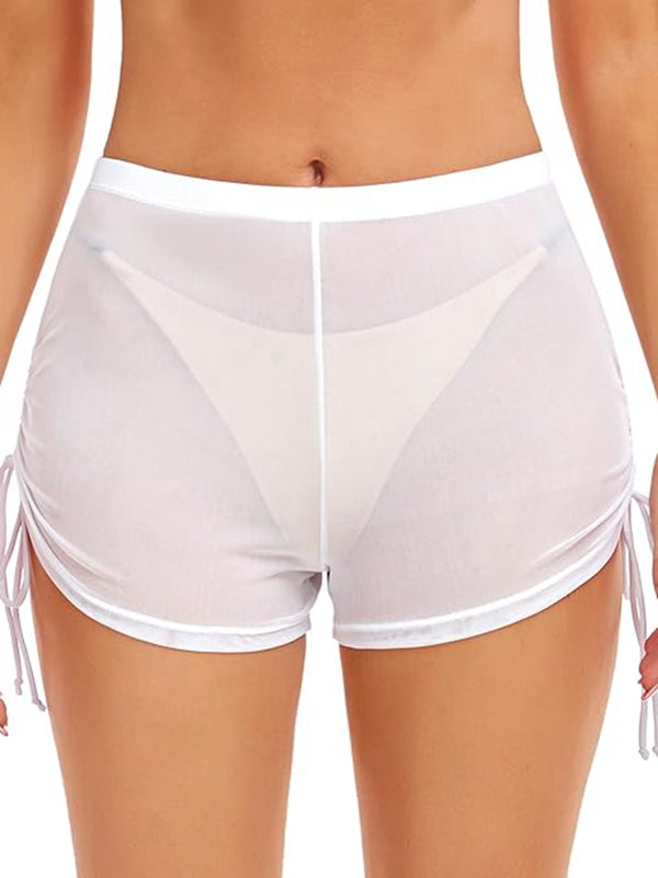 Sexy Sheer Mesh Drawstring Quick-dry Shorts