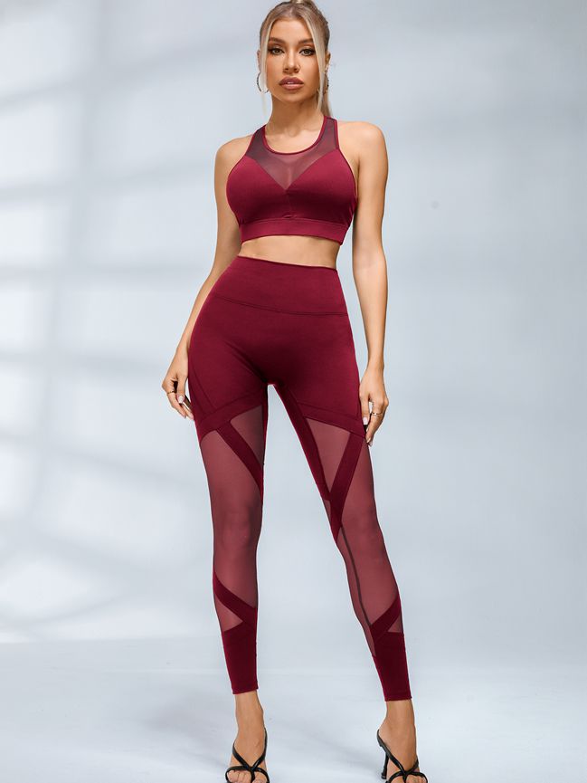 Dark Red / S / Leggings+Bras