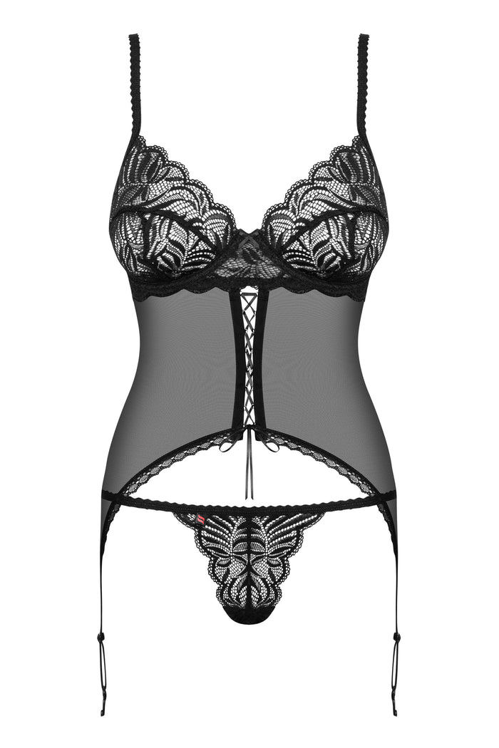 Sheer Mesh & Luxe Lace Bustier Lingerie - The Wedding Garter