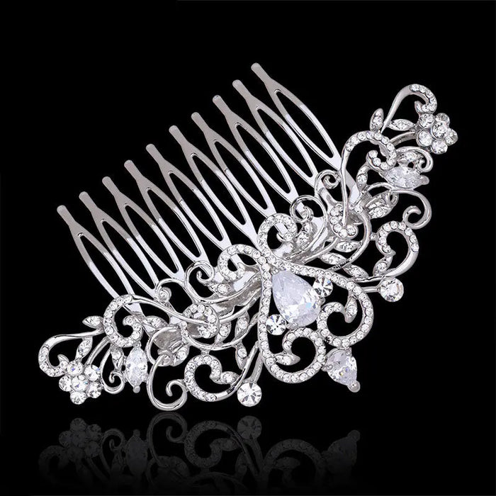 Shining Austrian Crystal Silver Bridal Hair Comb - The Wedding Garter