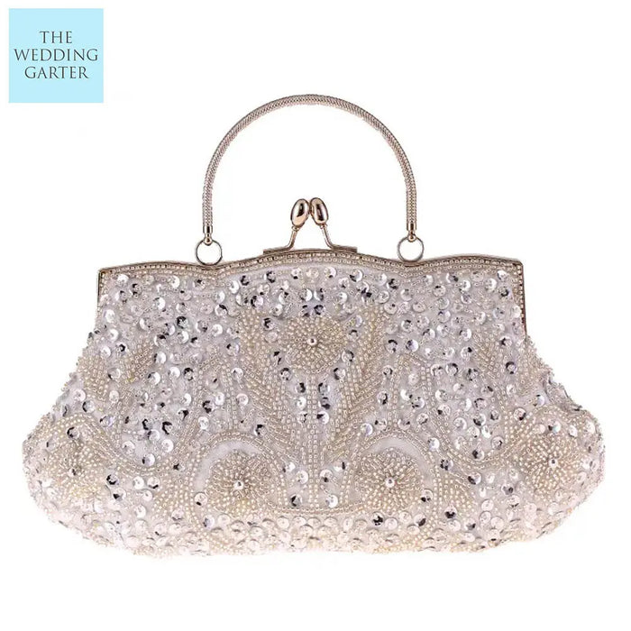 silver bridal clutch