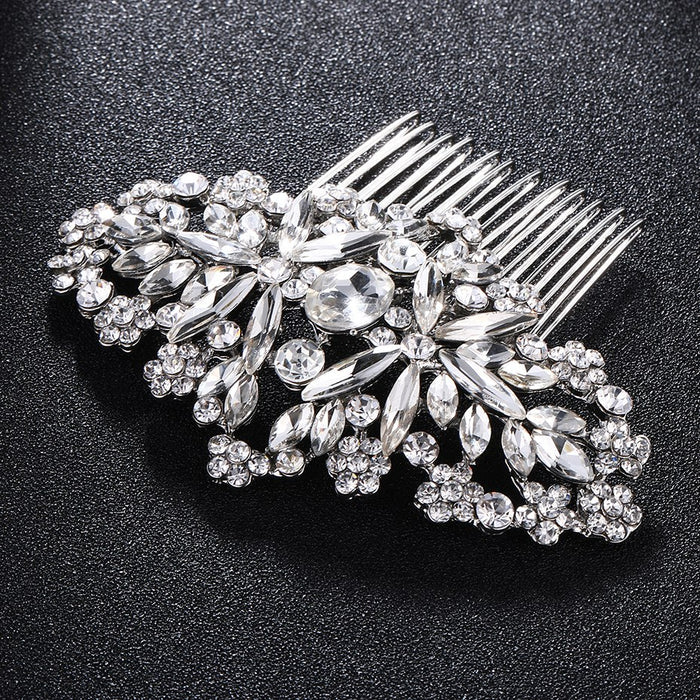 Silver Floral Bridal Hair Accessories Comb - The Wedding Garter