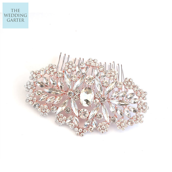 Silver Floral Bridal Hair Accessories Comb - The Wedding Garter