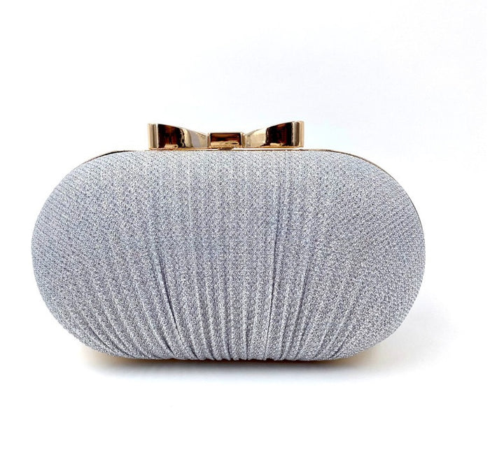 Silver Metalic Fabric Evening Clutch - The Wedding Garter
