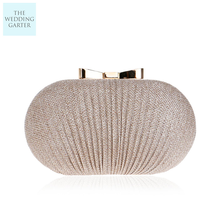 Silver Metalic Fabric Evening Clutch - The Wedding Garter