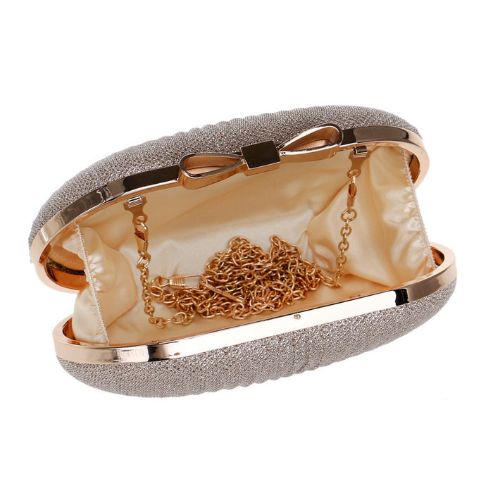 Silver Metalic Fabric Evening Clutch - The Wedding Garter