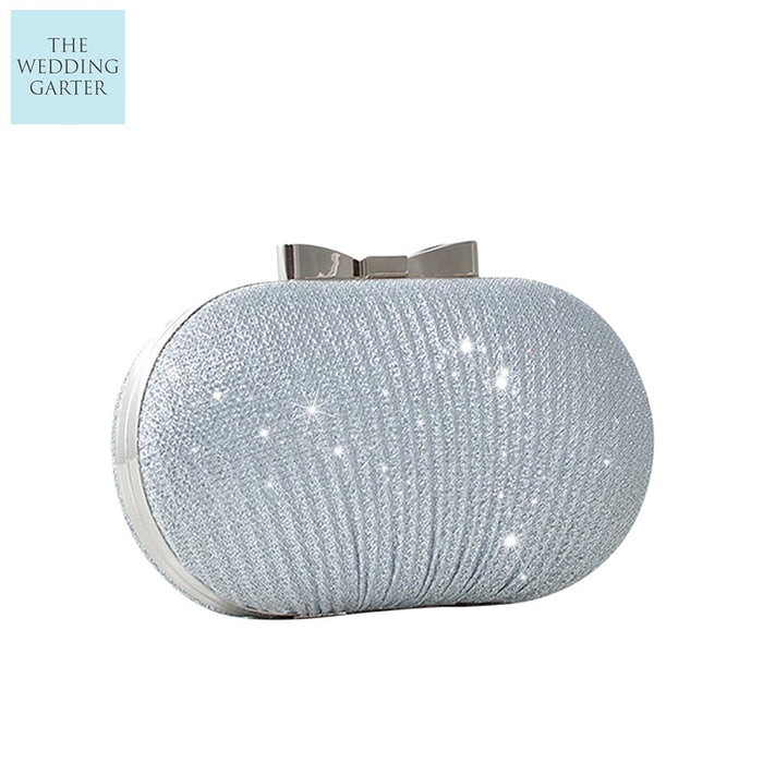 Silver Metalic Fabric Evening Clutch - The Wedding Garter