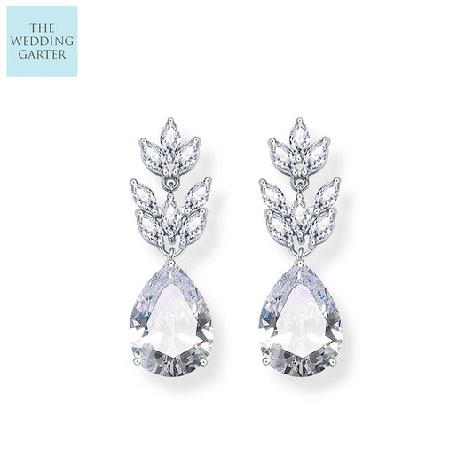 silver drop wedding earrings