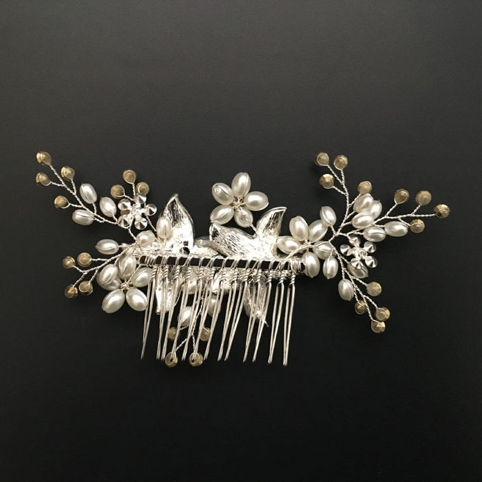 Silver Wedding Hair Accessories Comb With Pearls - The Wedding Garter
