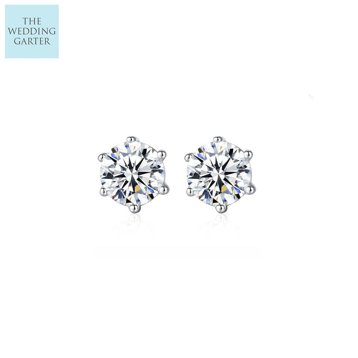 Simple 1 Carat CZ Hypoallergenic Bridal Earrings - The Wedding Garter
