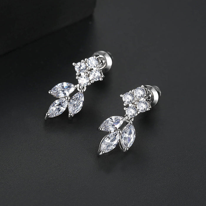 Simple CZ Diamond Drop Wedding Earrings - The Wedding Garter
