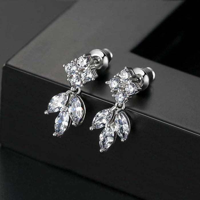 Simple CZ Diamond Drop Wedding Earrings - The Wedding Garter