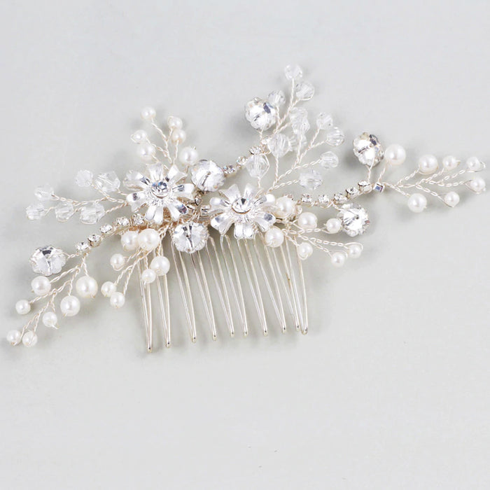 Simple Ivory & Silver Wedding Hair Comb - The Wedding Garter