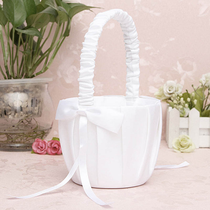 white flower girl basket