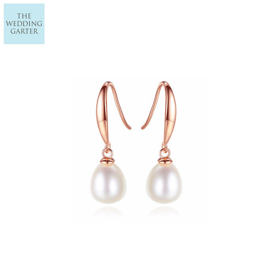 rose gold pearl earrings