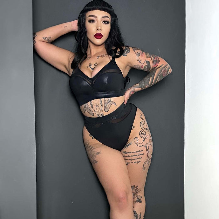 Siren Faux Leather Full Briefs - Black
