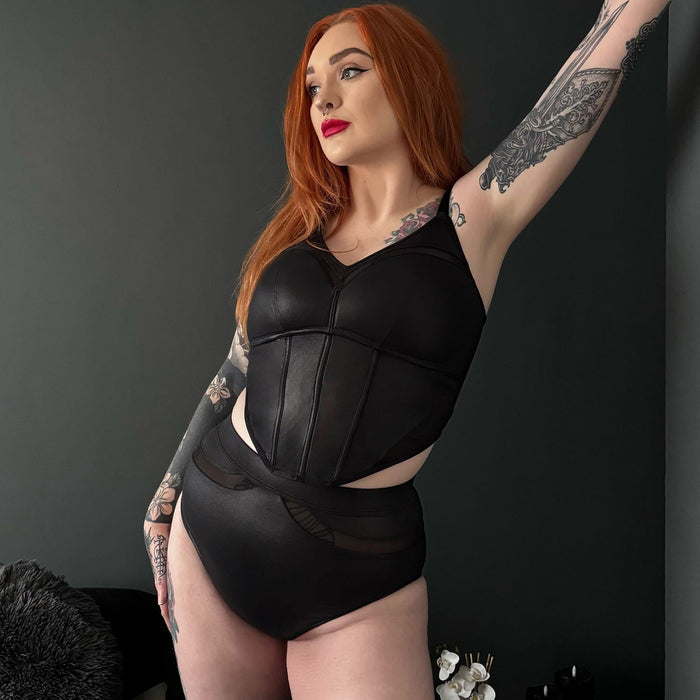 Siren Faux Leather Full Briefs - Black