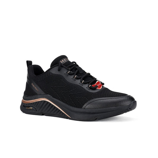 Women’s black textile lace-up sneakers with cushioned sole