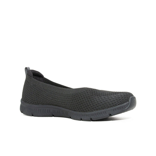 Women's black mesh slip-on sneaker with cushioned sole