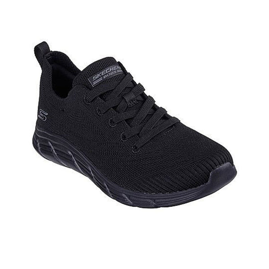 Black textile lace-up sneaker with padded collar and grippy sole