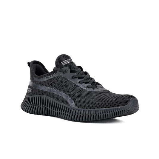 Women’s Skechers Bobs lace-up sneakers, black mesh knit upper and ribbed rubber sole