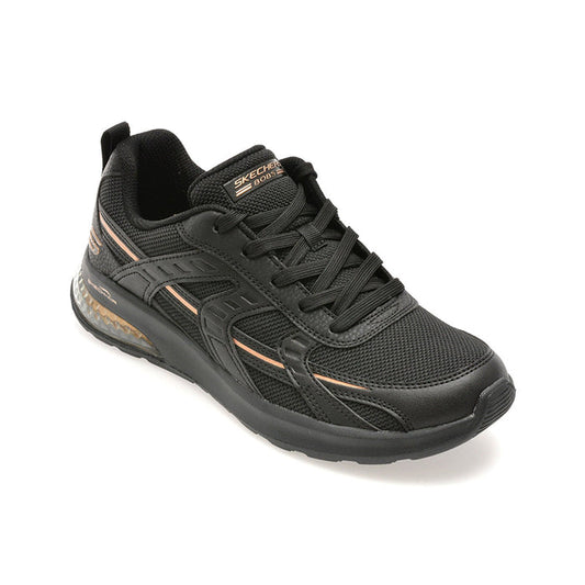 Women's black trainers with lace-up front and cushioned rubber sole