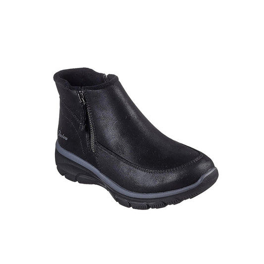Women’s suede side-zip casual boots, black, with cushioned rubber sole