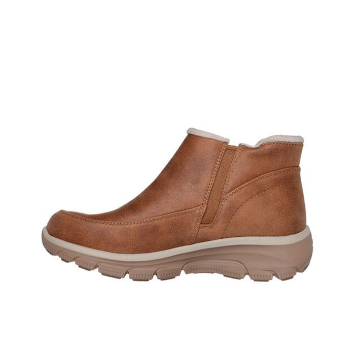Women’s chestnut suede side-zip ankle boots with padded collar