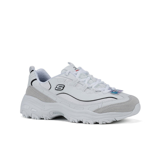 Women's white and light-gray chunky lace-up sneaker with black S logo