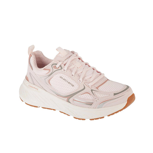 Skechers women's lace-up sneakers, pink mesh with white panels and cushioned sole