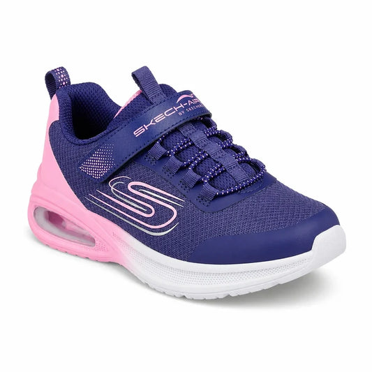 Girls' sneakers in dark navy with pink trim, hook-and-loop strap, air-cushion sole