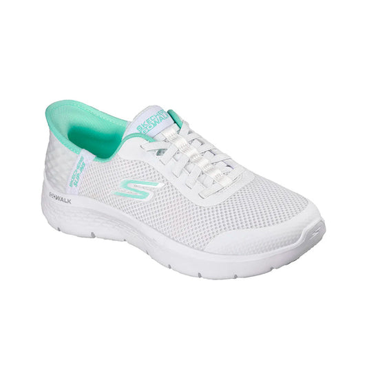 Skechers Go Walk Flex Grand sneaker, white knit with teal accents