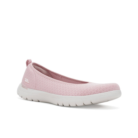 Women's blush pink textile slip-on sneakers with cushioned sole