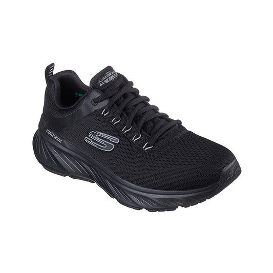 Men's black mesh lace-up sneakers with cushioned sole and side S logo