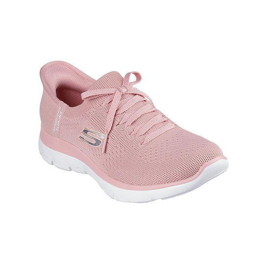 Rose textile women's sneaker with lace-up front and S logo, cushioned sole