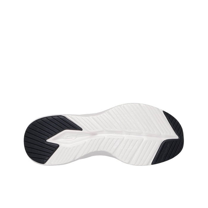 Sneaker outsole tread with black edges and white traction surface