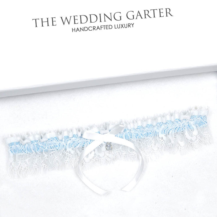 Something Blue Bridal Garter With CZ Diamond - The Wedding Garter