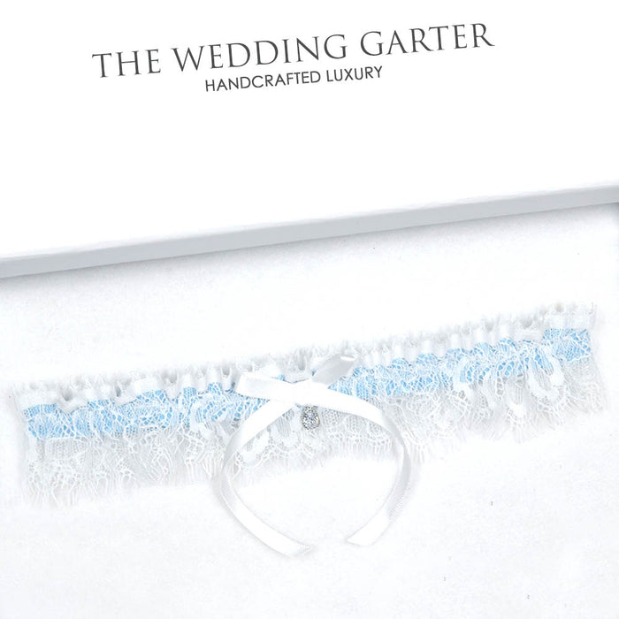 Something Blue Bridal Garter With CZ Diamond - The Wedding Garter