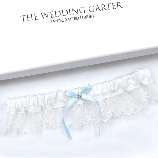 white and blue garter