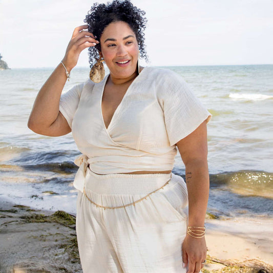 Sonia Cotton Gauze Wrap Top - Cream