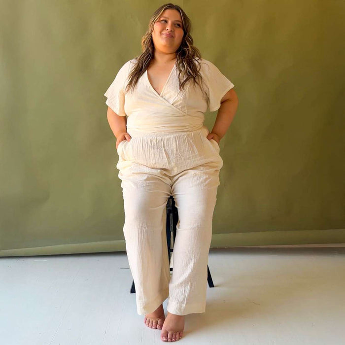 Sonia Cotton Gauze Wrap Top - Cream