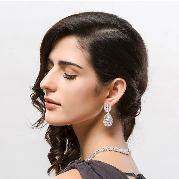 Sparkling Cubic Zirconia Bridal Chandelier Earrings - The Wedding Garter
